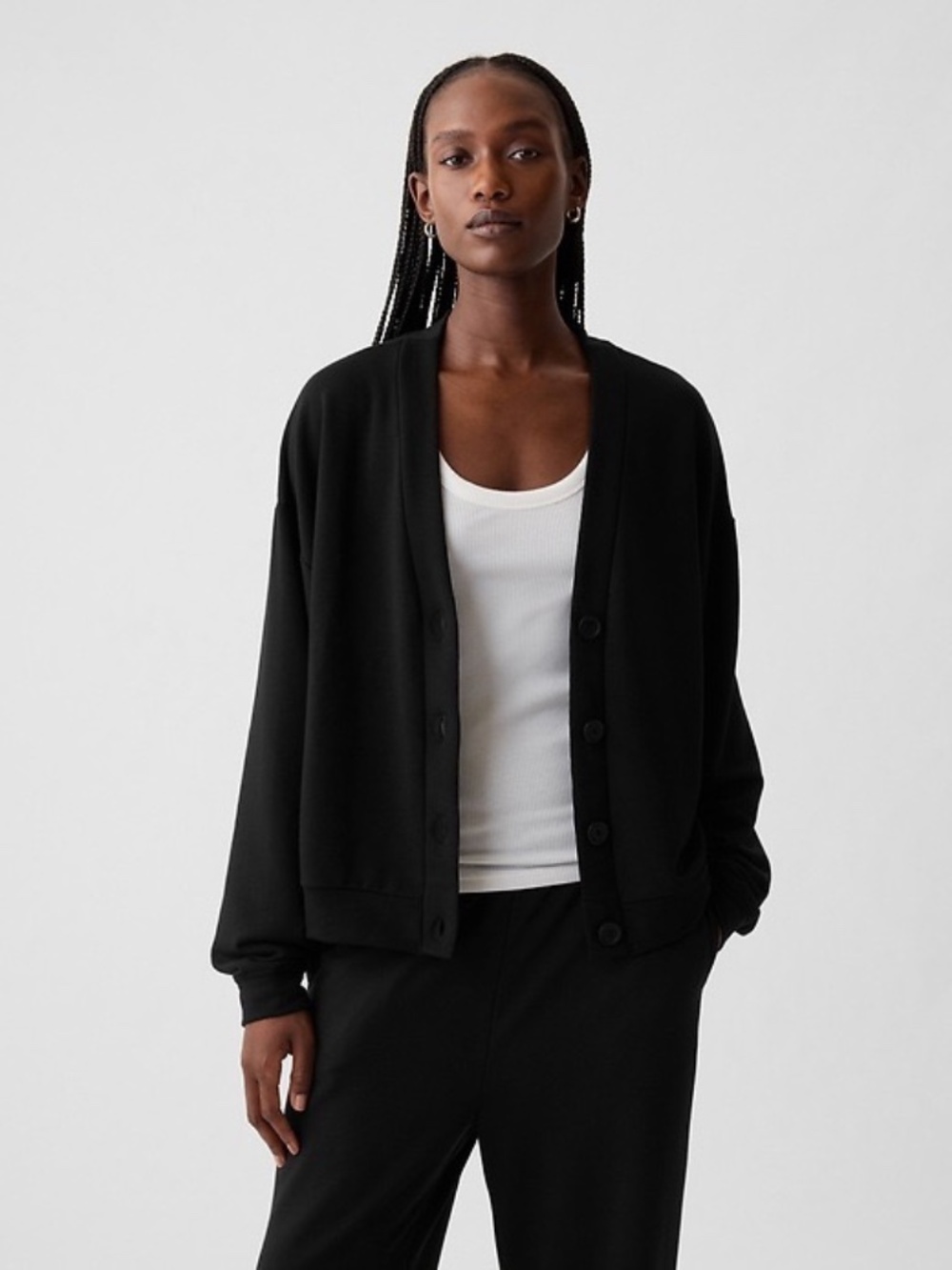 GAP True Black Fleece Cloudlight Oversized Cardigan Size Medium